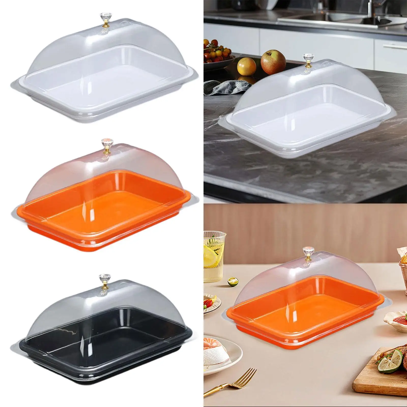 Clear Pastry Display Case Melamine Serving Dish Lid Dustproof Food Cover for Supermarket Bakery