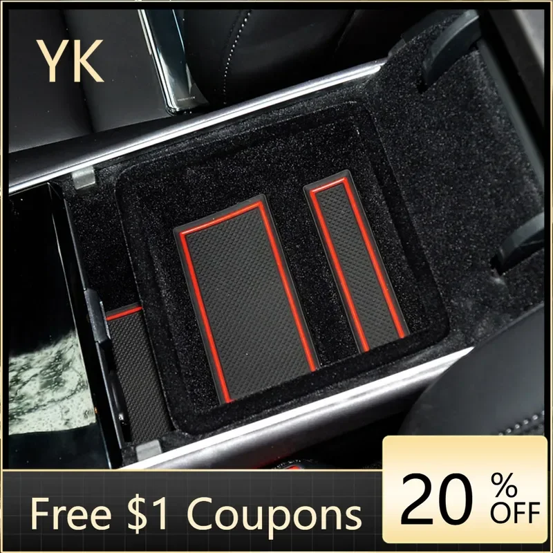 

For Tesla MODEL 3 2017-2020 PVC Black Car Anti-Slip Gate Slot Pad Non-slip Car Cup Holders Mats Trim Interior Car Accessories