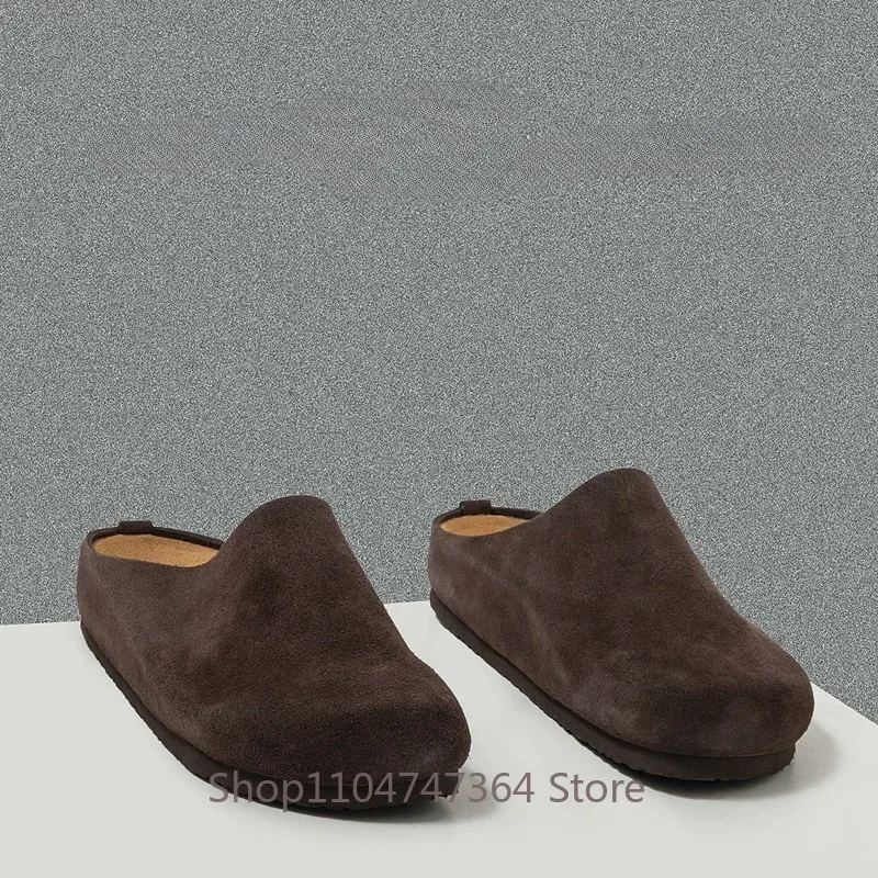 Handmade Retro Genuine Leather Casual Slip on Slipper Men's Designer Luxury Fashion Sandals Male Summer Work Outdoor Beach Shoes