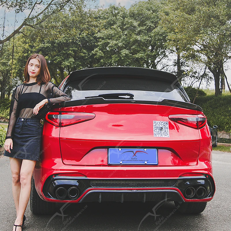 2017-2024 Romeo Stelvio Rear Bumper Kit Resin/Carbon Fiber Bodykit Fiberglass Auto Parts for Upgrade New Condition