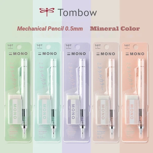 Imagen 2 del producto TOMBOW-Juego de borrador de lápiz mecánico MONO, edición Límite de Color Mineral de vidrio Pastel de 0,5mm, papelería japonesa, suministros escolares