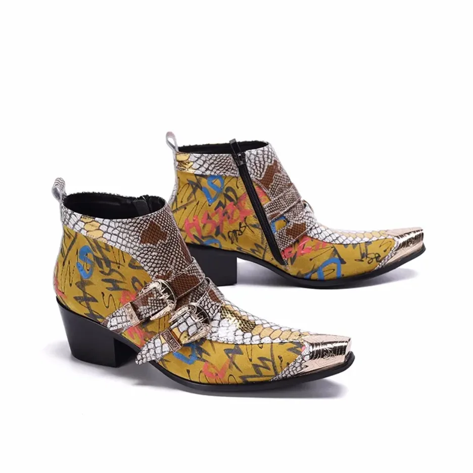 Botas de bezerro de cor mista masculina, sapato de vestido masculino, tamanho grande moda, alta qualidade