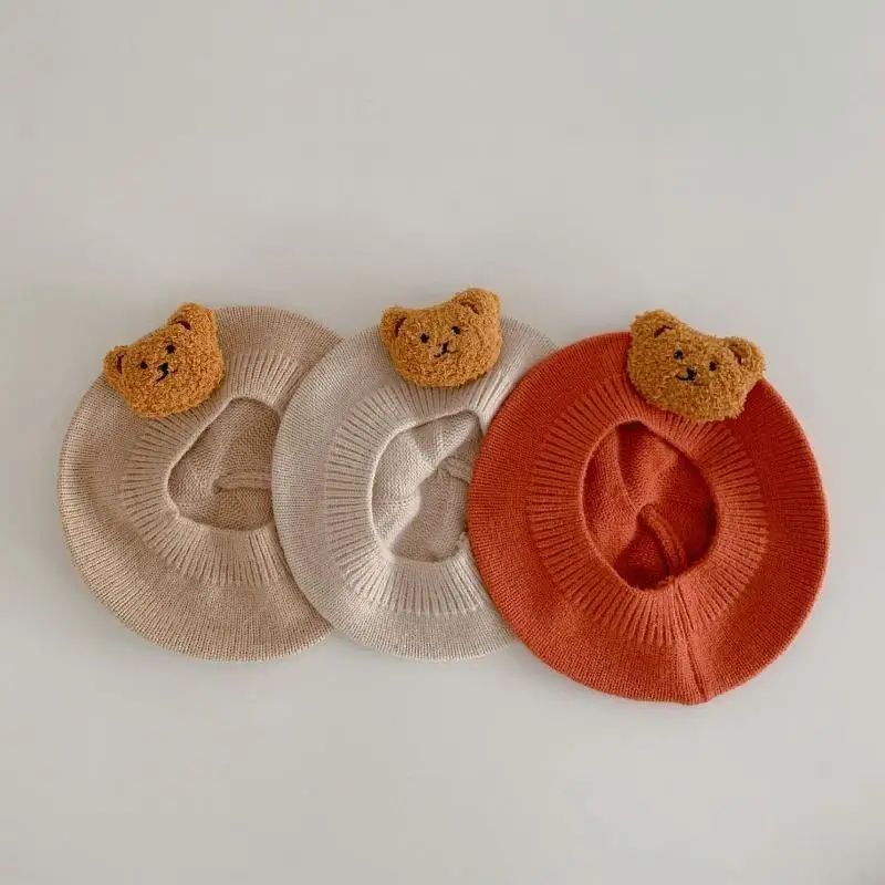 قبعات أطفال M89C على شكل دب محبوكة للرضع من البنات والأولاد من عمر 5 إلى 24 شهرًا من الفتيات الرضع