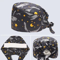 Whale Printed Surgical Scrub Caps  Medical Nursing Hat Mujer Dental Skullcap Veterinary Gorro Botton Clinical Nurse Caps M979