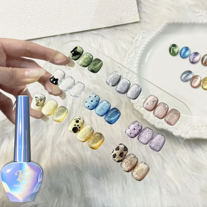 Cat Eye Nail Magnetic Gel Translucent Crystal Diamond Glitter Shining Nail Polish Gel UV/LED Semi-permanent Nail Polish Varnish