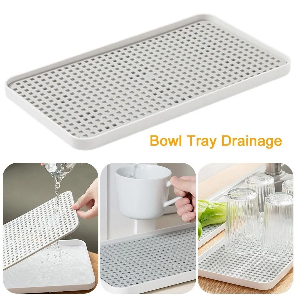 Hot Fruit Dryer Tray Rectangle Tableware Dish Racks Plastic Double-Layer Drain Rack Kitchen Organizer