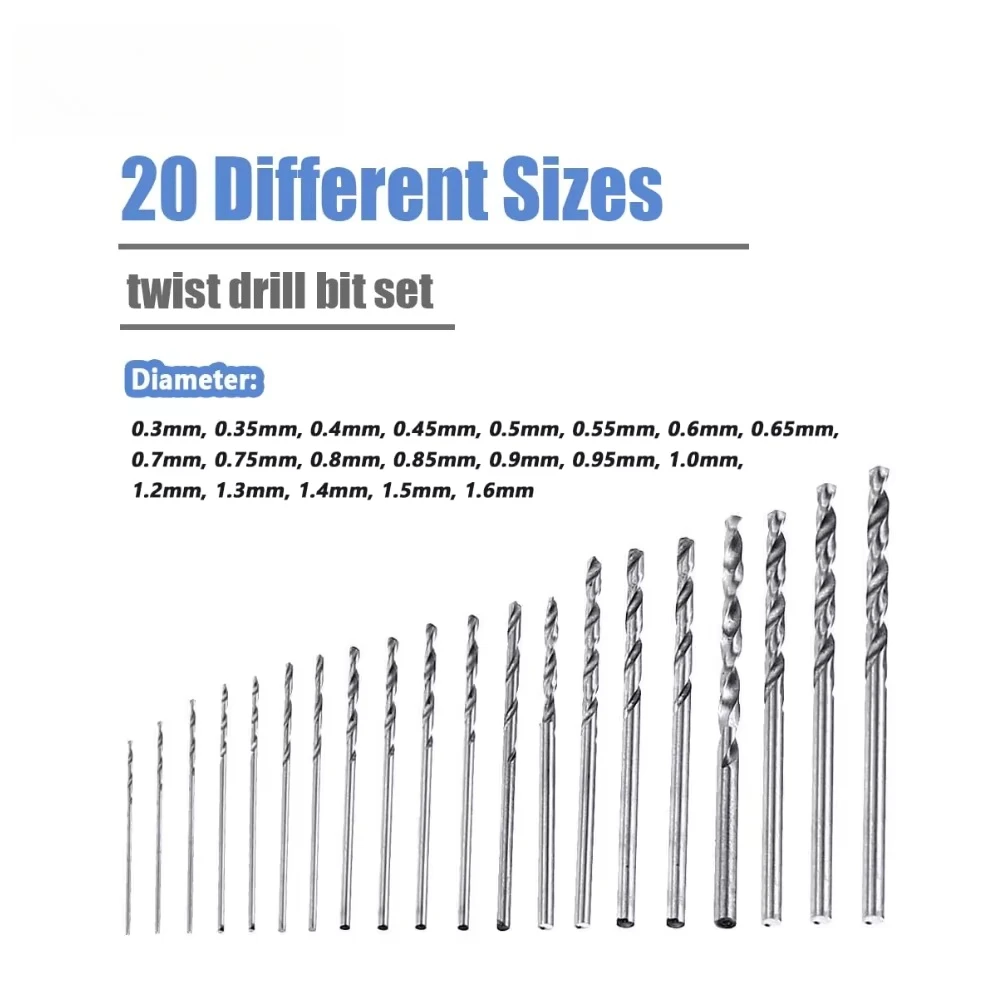 mini drill sets, hand drills with pins, high-speed steel miniature twist drills, for printed circuit boards, jewelry models
