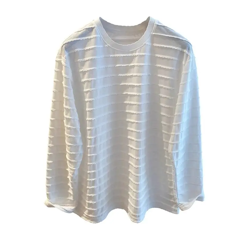 Sorona Collar+original Fabric Extra Large Size 240 Pounds Design Sense Wave Stripe T-shirt for Women