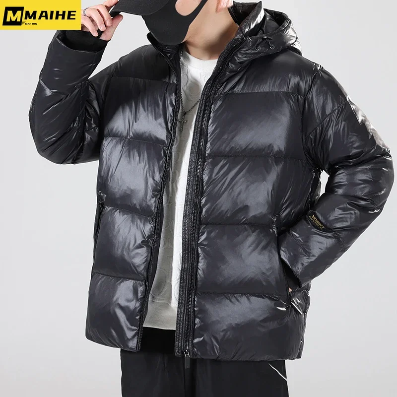 men\'s Winter Luxury Padded Jacket Windproof Warm Black Gold Glossy Ski Parkas Short Korean Style Couple Thick Down Cotton Jacket