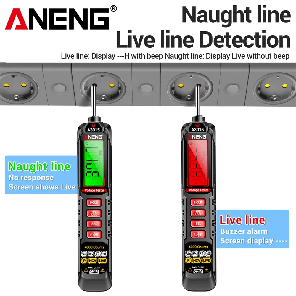 ANENG A3015 Multimeter Pen Digital Smart AC/DC Voltage NCV Voltage Induction Fuse Diagnostic Probe Detector Tools Pen 4000 Count