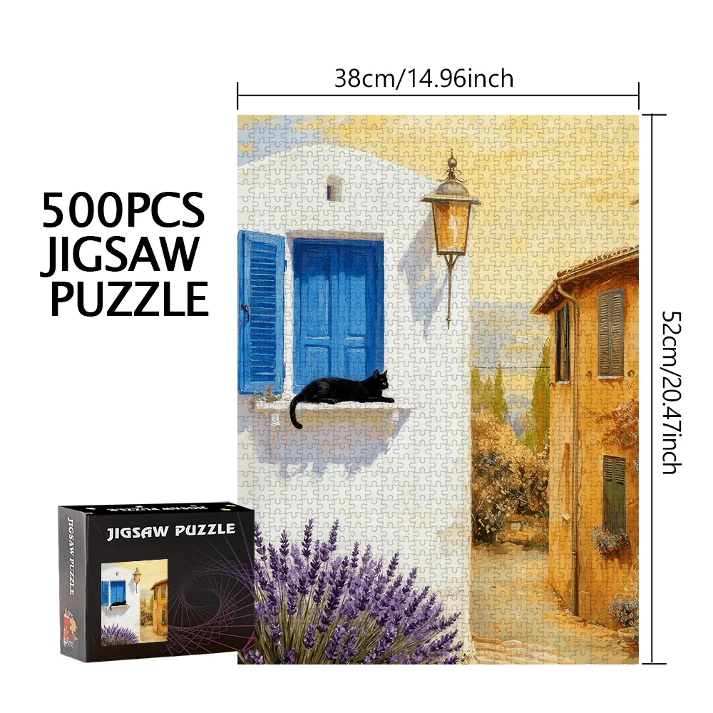 Puzzle di alta qualità da 500 pezzi/1000 pezzi |   Puzzle portatile in cartone a tema gatto nero per compleanno, Halloween, Natale, Th