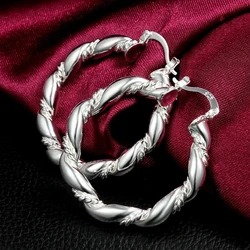High quality Silver color hoop Earrings for Woman fashion party wedding Jewelry elegant Christmas Gifts
