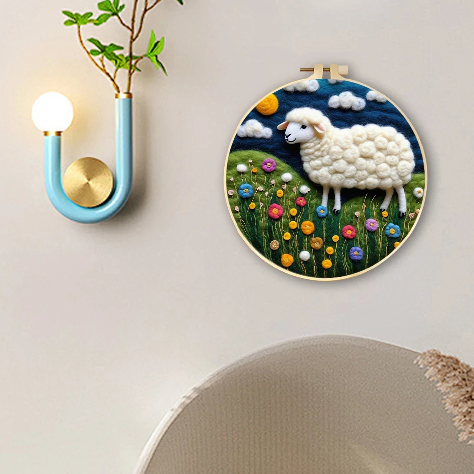 

SDOYUNO Wool Felt Painting animals Wool Felt Diy Needlework felt Craft Supplies Handicraft Felt Wool Burlap Set Stitch Wall Art