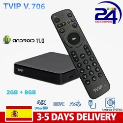 TVIP S-Box v.706 4K Android 11 TV BOX Amlogic S905W2 2GB 8GB Dual WiFi Nordic one TV Smart Set-Top Box TVIP706 Support BT Portal