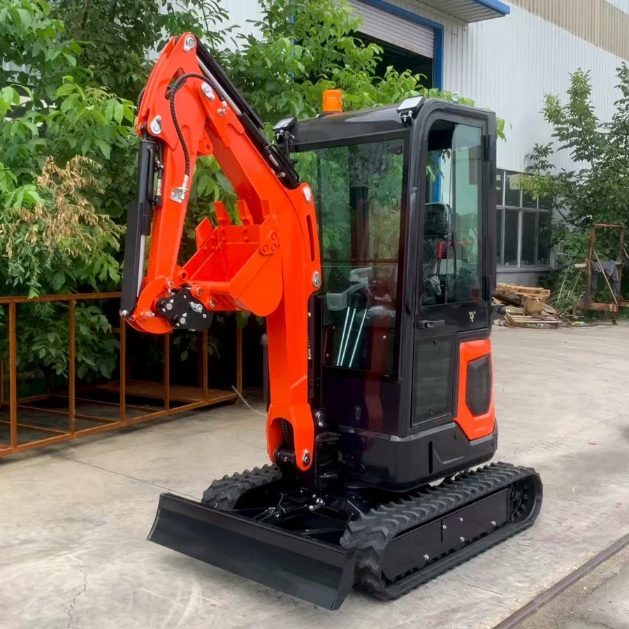 Mini Excavator 1.8 Ton Agriculture Farm Mini Digger Machine Rubber Crawler Garden Digging Mini Digger Excavator