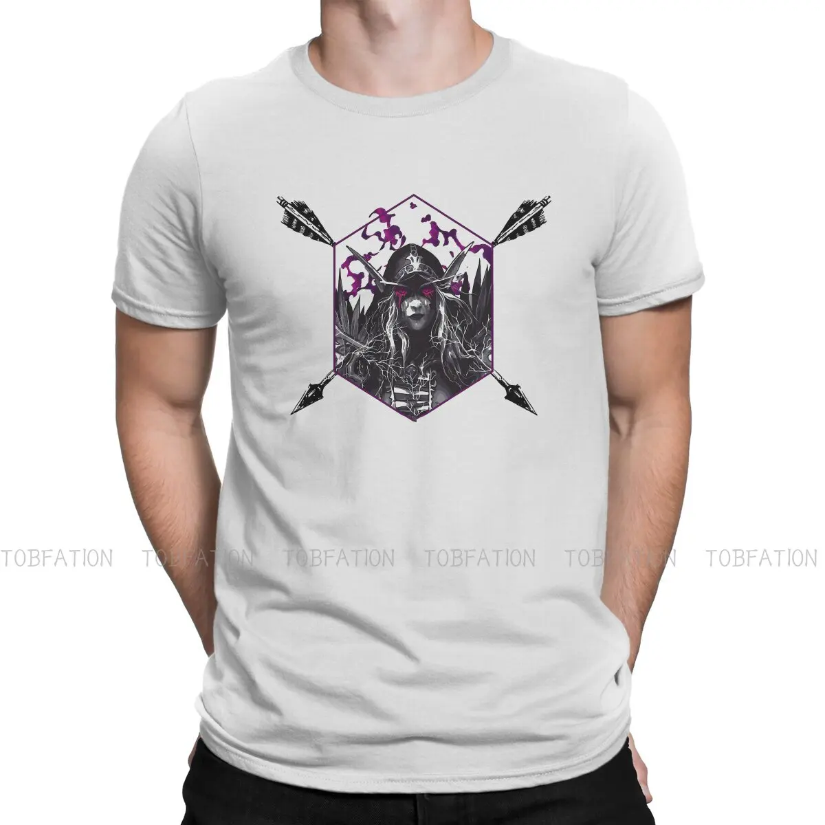 Sylvanas Windrunner Fan Art WOW Azeroth Game Tshirt Harajuku Punk T shirt Streetwear Homme Pure Cotton Ofertas Tees Tops