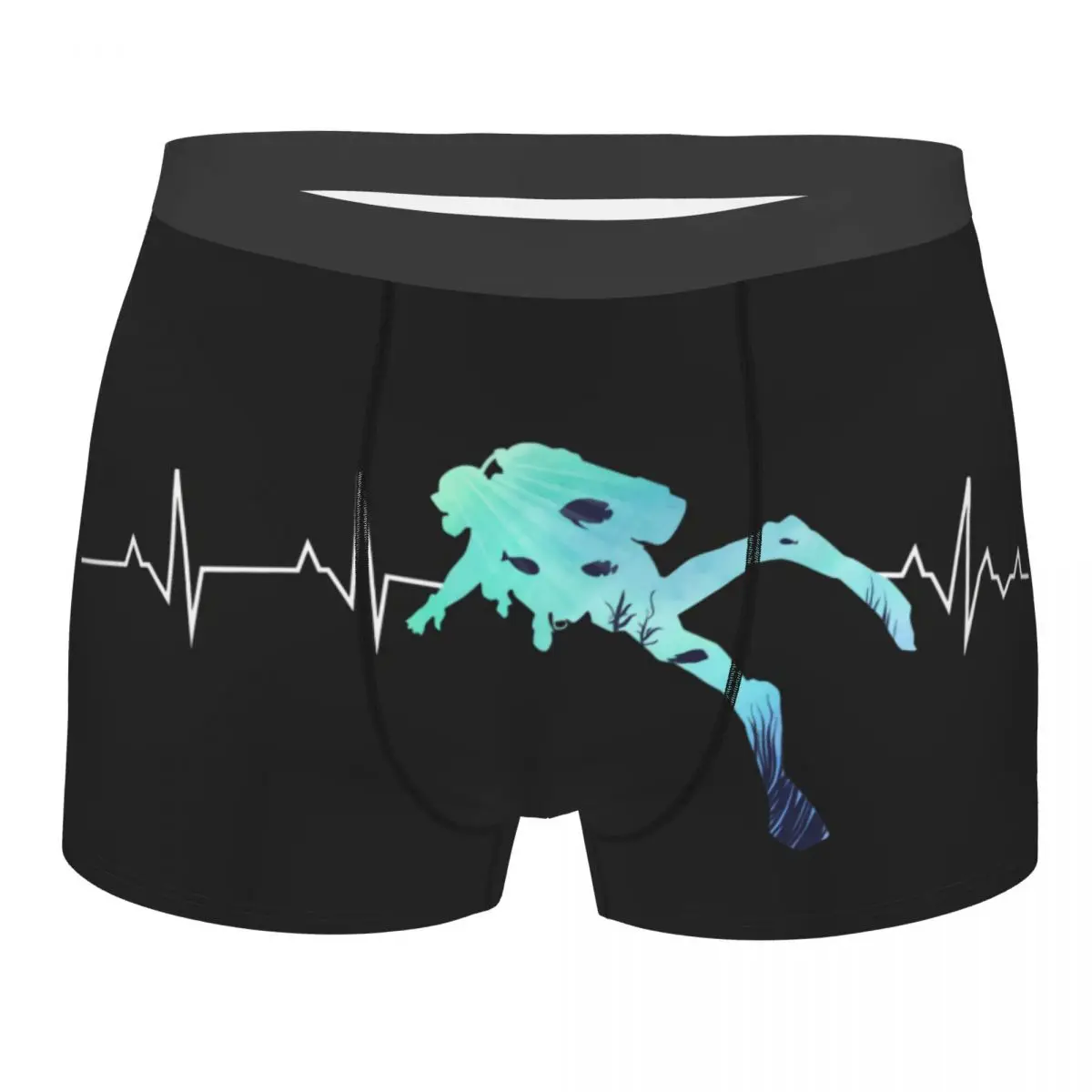 Custom Scuba Diving Heartbeat Boxer Shorts For Homme 3D Printed Dive Diver Underwear Panties Briefs Stretch Underpants