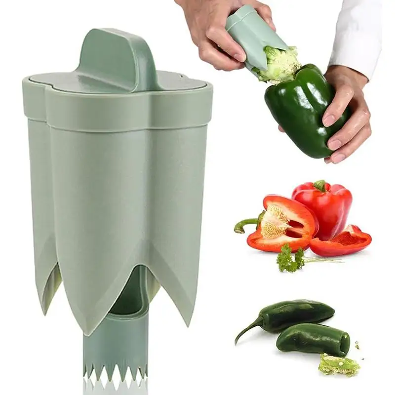 2-in-1 Fruit Pepper Corer Color Pepper Corer Seed Removing Tool Portable Kitchen Utensil Reusable Fruit Vegetable Coring Tool