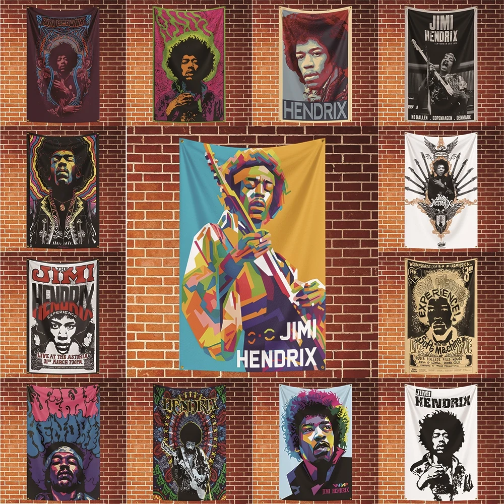 Jimi Hendrix Music Flag Banner For Fan Cave Watch Party Tailgate Gathering Indoor Outdoor Backyard Home Festival Ornament Supply
