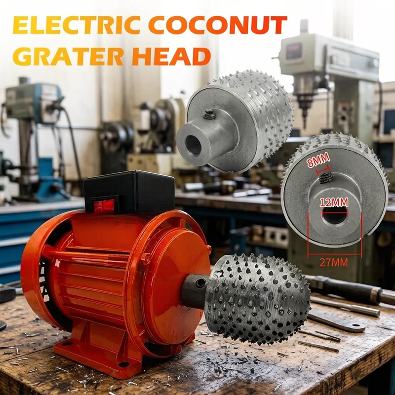 NUEVO 2026 Cabezal de Rallador de Coco Modelo Granate, Rodillo de 12mm de Alta Resistencia, Accesorio de Repuesto para Rallador Eléctrico de Coco