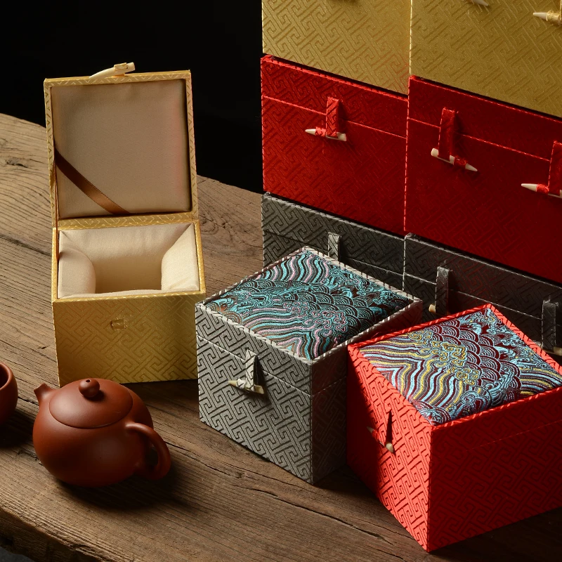 The Great Wall Brocade Box Multicolor, Simple Bone Fastener, Teapot Crafts Display, Packaging Gift Box, Candy Box