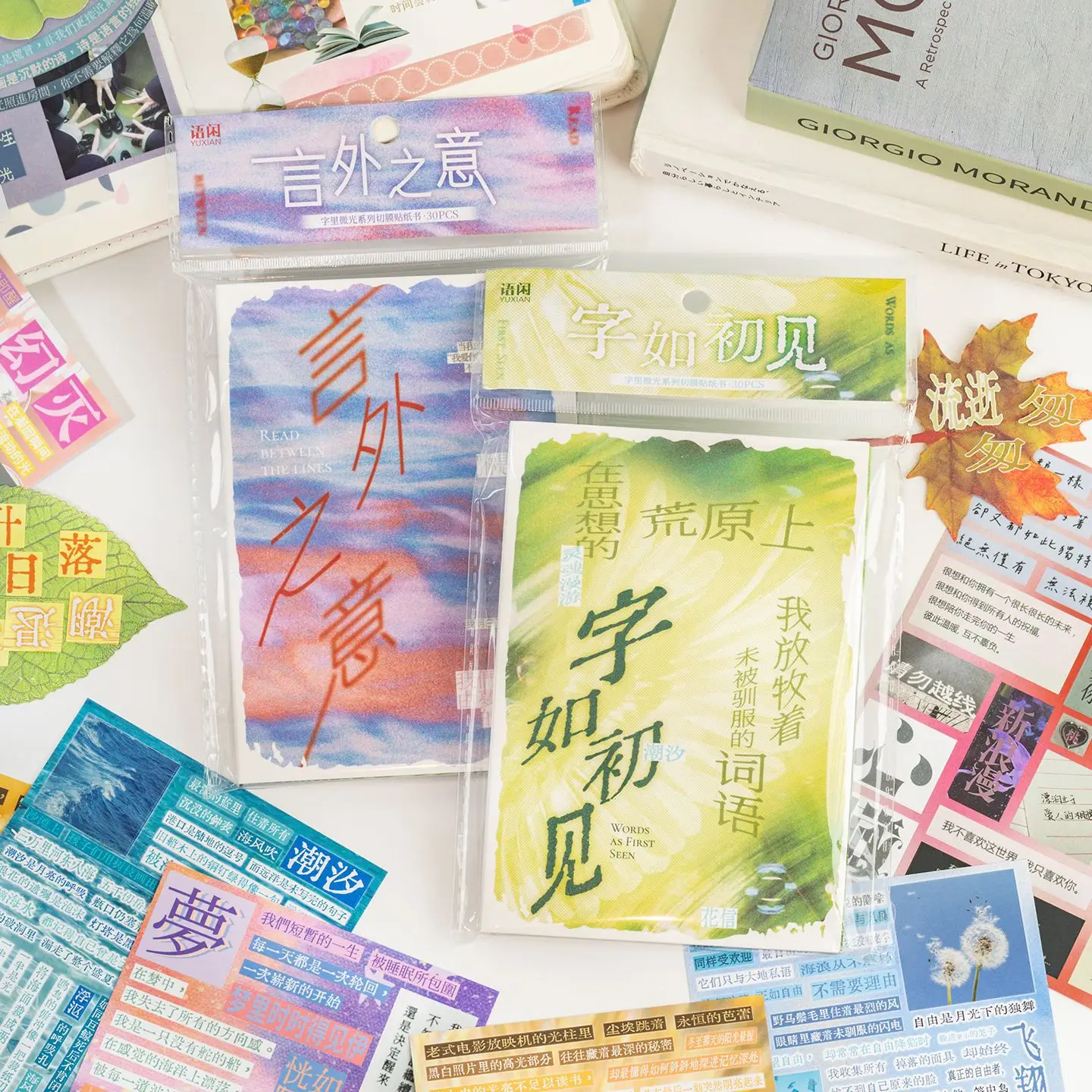 

Chinese Style Versatile Text Series Scrapbooking Little Fresh Die Cut DIY Decorative Stickers Aesthetic Collage Sticker Books