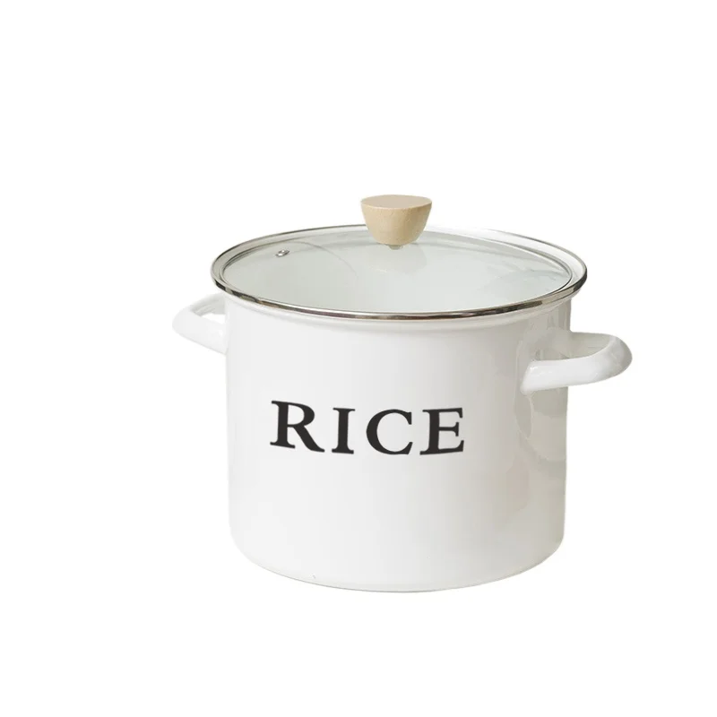 

*24CM enamel enamel soup pot binaural thickened induction cooker gas special household flat bottom cooking pot
