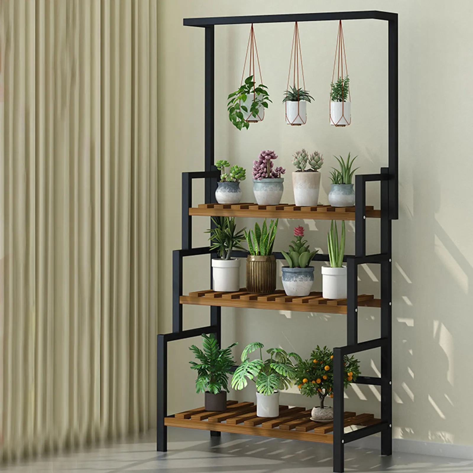 3 Tier Plant Stand Indoor Outdoor, Tall Flower Display Stand, Multi-Tiered Plant Rack Shelf for Plants, Corner Plant Stand