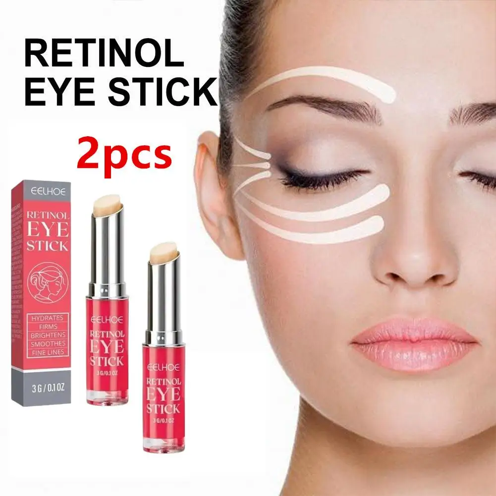 2pcs Retinol Eye Cream Stick Fade Fine Lines Firming Lifting Eye Bags Remove Eye Dark Circles Moisturizing Hydrating Eye Skin Ca