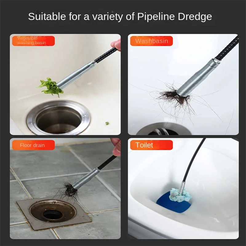 60 centimetri Primavera Tubo di Draga Strumento Flessibile Grabber Pickup Serpente Cavo Aiuto Afferrare Spazzatura Un Scarico Coclea Sbloccare Scarichi Dei Capelli Lavello Wc