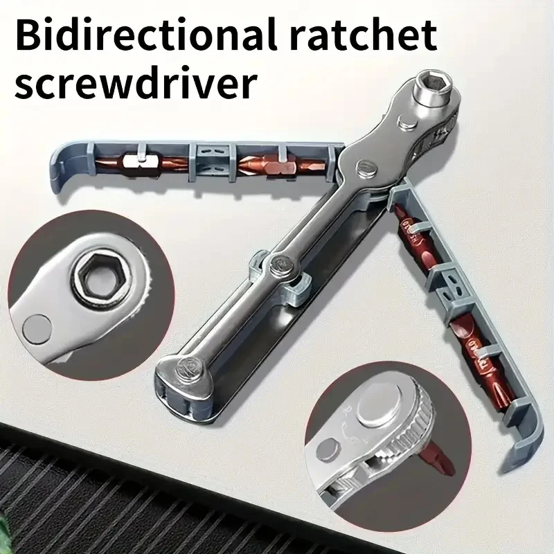 

Double-sided Ratchet Screwdriver Set Right-angle Household Multi-functional Wrench Phillips Groove Portable Short Screwdriver