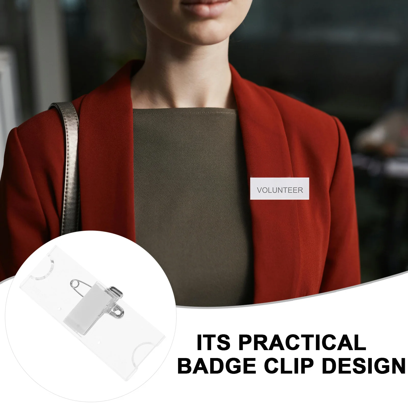 

10Pcs Badge Clip Acrylic Name Badge Holders Transparent Permission Identity Tag Holders for Office Work