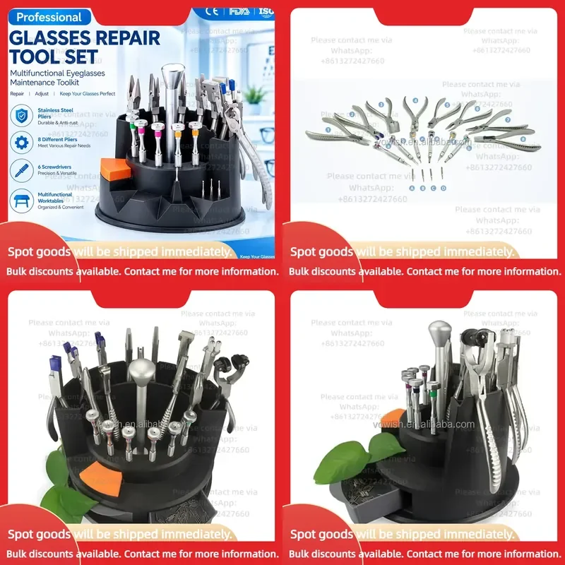 Professional Eyeglasses Repair Tool Set Optical Glasses Adjustment Pliers 8pcs Screwdriver 6pcs Optical Shop Maintenance Kit