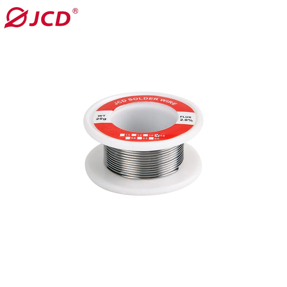 JCD Soldering Wire 20g 0.6/0.8/1.0/1.2/1.5 MM 60/40 FLUX 2.0% 45FT Tin Lead Tin Wire Melt Rosin Core Solder Soldering Wire Roll
