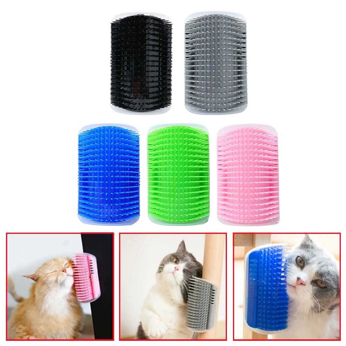 1Pc Cat Self-Satisfaction Massage Brush Plastic Pet Hair Removal Corner Scratcher Self-satisfaction Toy Pet Supplies 5 Colors