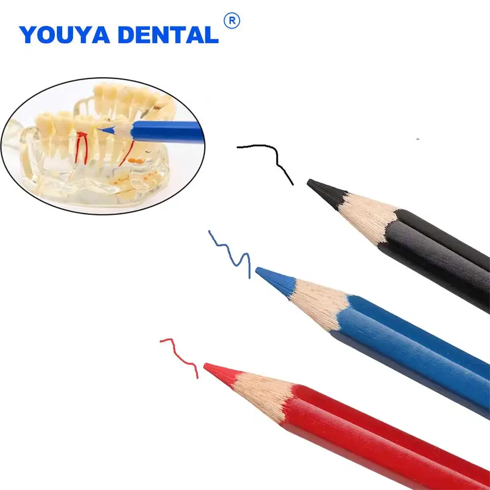 

3Pcs Oral Marker Pen Denture False Teeth Model Sign Line Study Traning Dental Drawing Pen Red/Blue/Black Dentistry Tool