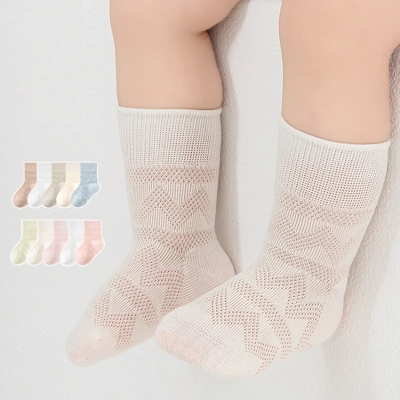 5Pairs/set Child Socks For Girls Boys Summer Mesh Thin Newborn Toddler Baby Socks Casual Sport Children's Student Kids Sock 0-8Y