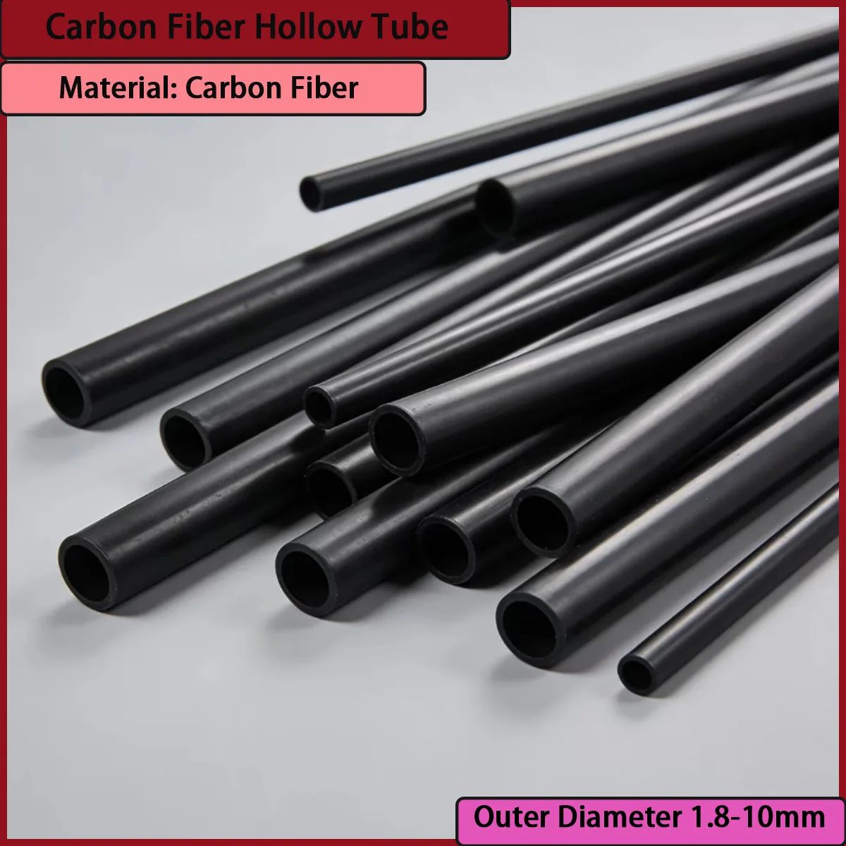 1.8-10mm Outer Diameter Carbon Fiber Hollow Tube Suitable for Drone Racks, Industrial Lightweight Brackets, Etc