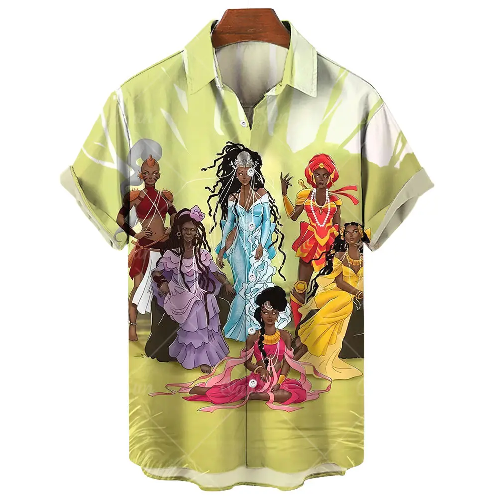 2023 Hawaiian Vintage Umbanda Men'S Shirt Casual 3d Print Street Designer Short Sleeved Fashion Tops Clothing Loose Oversized