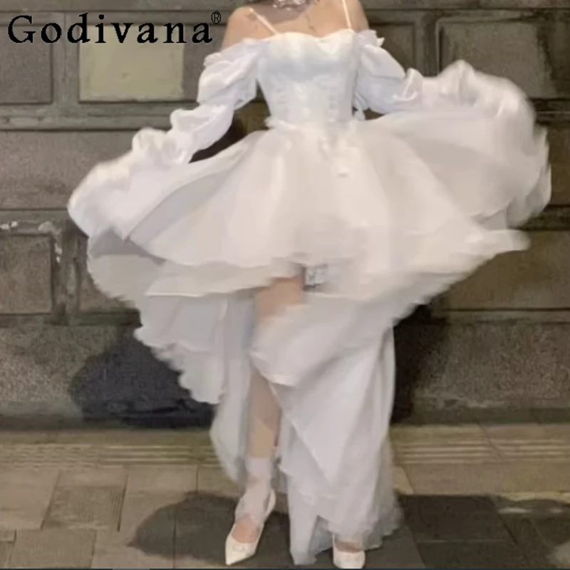 

Изящное белое платье без бретелек с шлейфом, модное, с завышенной талией, А-силуэт, с вырезом-лодочкой, в стиле принцесса