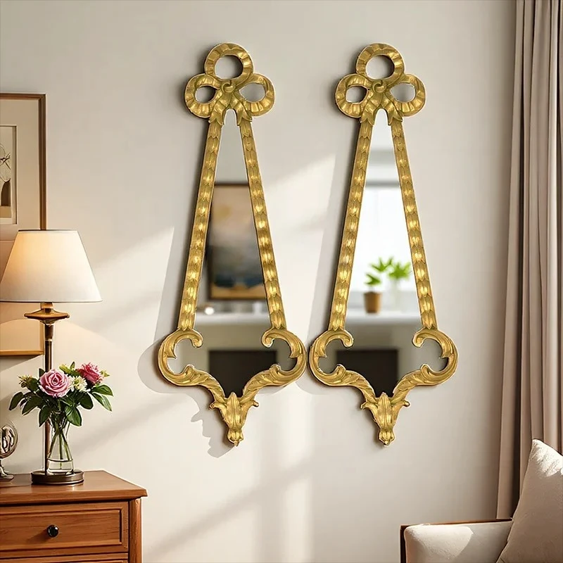 

French Retro Living Room Wall-Mounted Entrance Mirror American Restaurant Background Wall Mirror