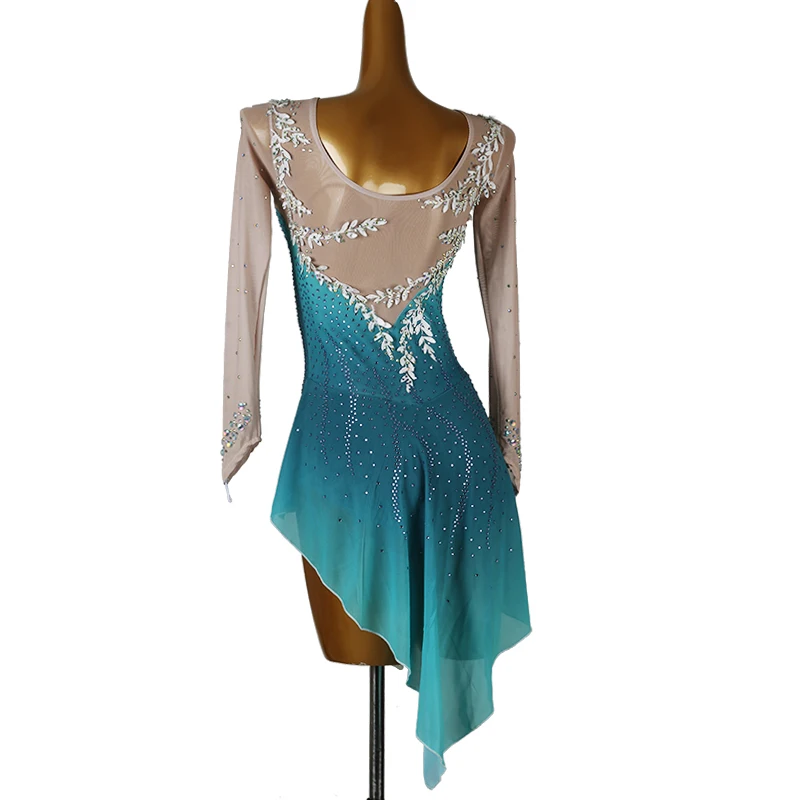 Eiskunstlaufkleid Damen Mädchen Eislaufkleid Gymnastikkostüm benutzerdefinierte Strass B360