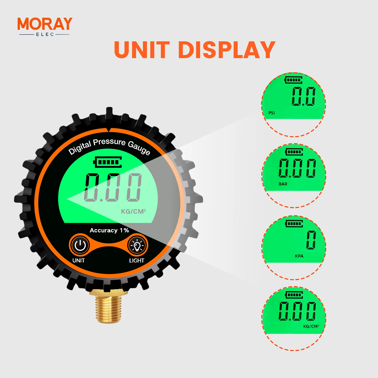 Moray ME267P 200psi مع علبة مطاطية LCD أجهزة إرسال الضغط الرقمية قياس ضغط الإطارات مقياس الضغط الرقمي #2