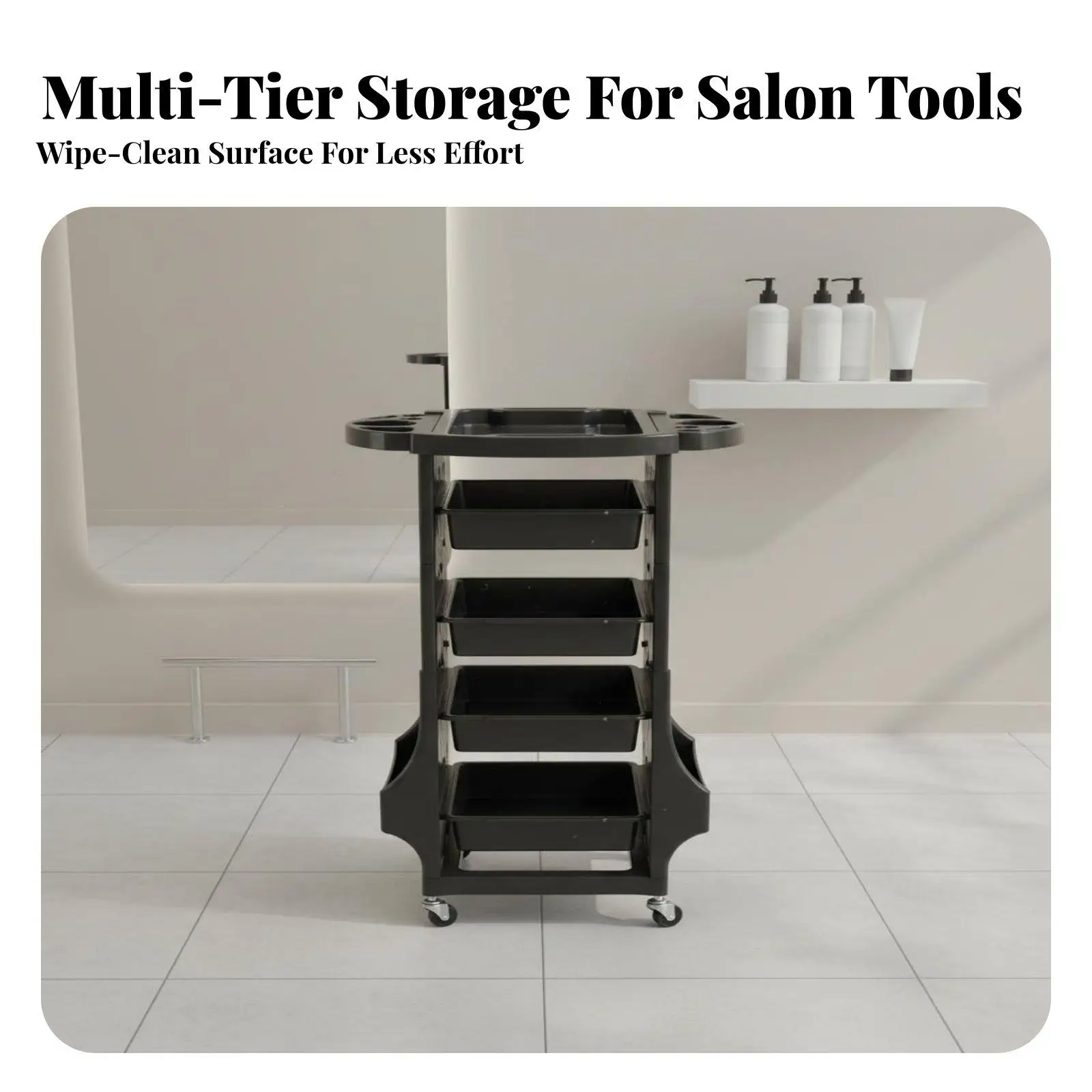 Salon Trolley Cart Portable Hairdressing Tool Cart Smooth Wheels Salon Trolley