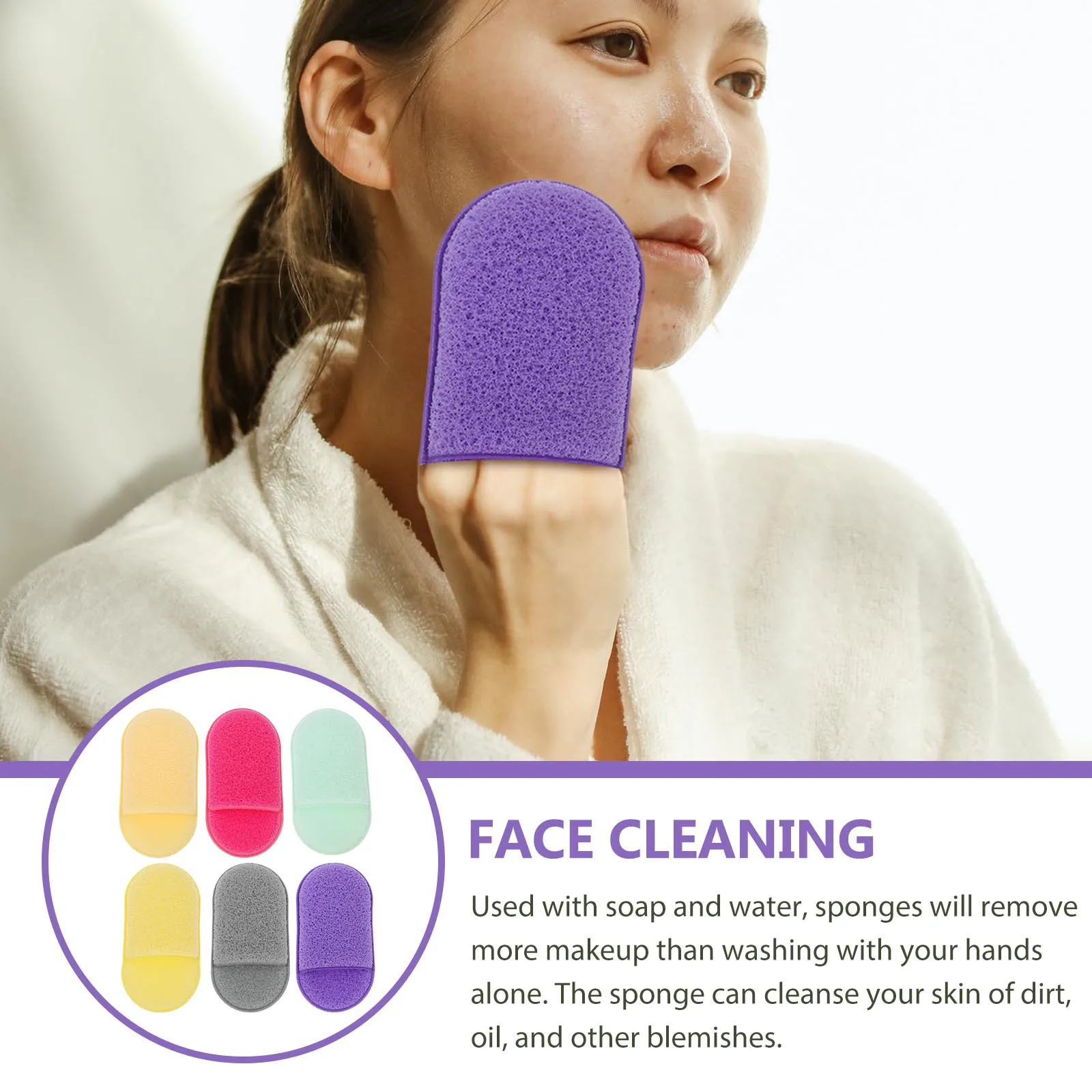 

6pcs Face Cleaning Pads Exfoliating Washable Sponges For Sensitive Skin Daily Cleansing Makeup Removal Facial Sponge Tools