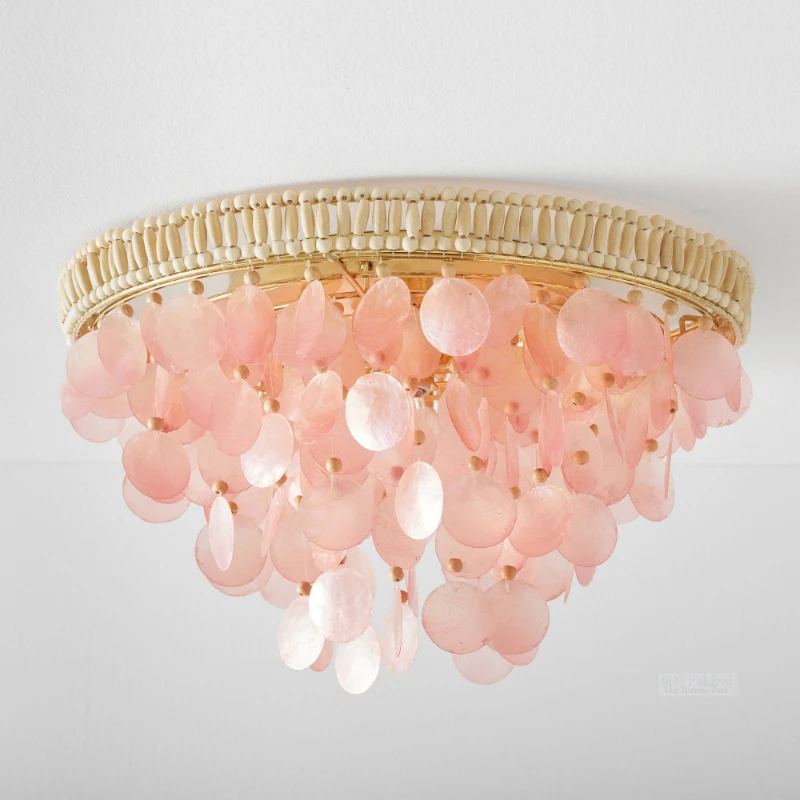 Lower New York Park entrance falling colorful capis cascading shell beads decorated ceiling lamp bedroom