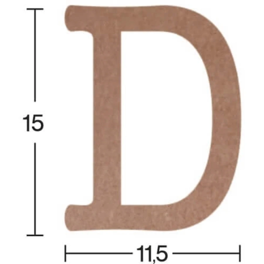 H05 D Letter Trinket, 18mm Mdf Unpainted Figurative Wood Object