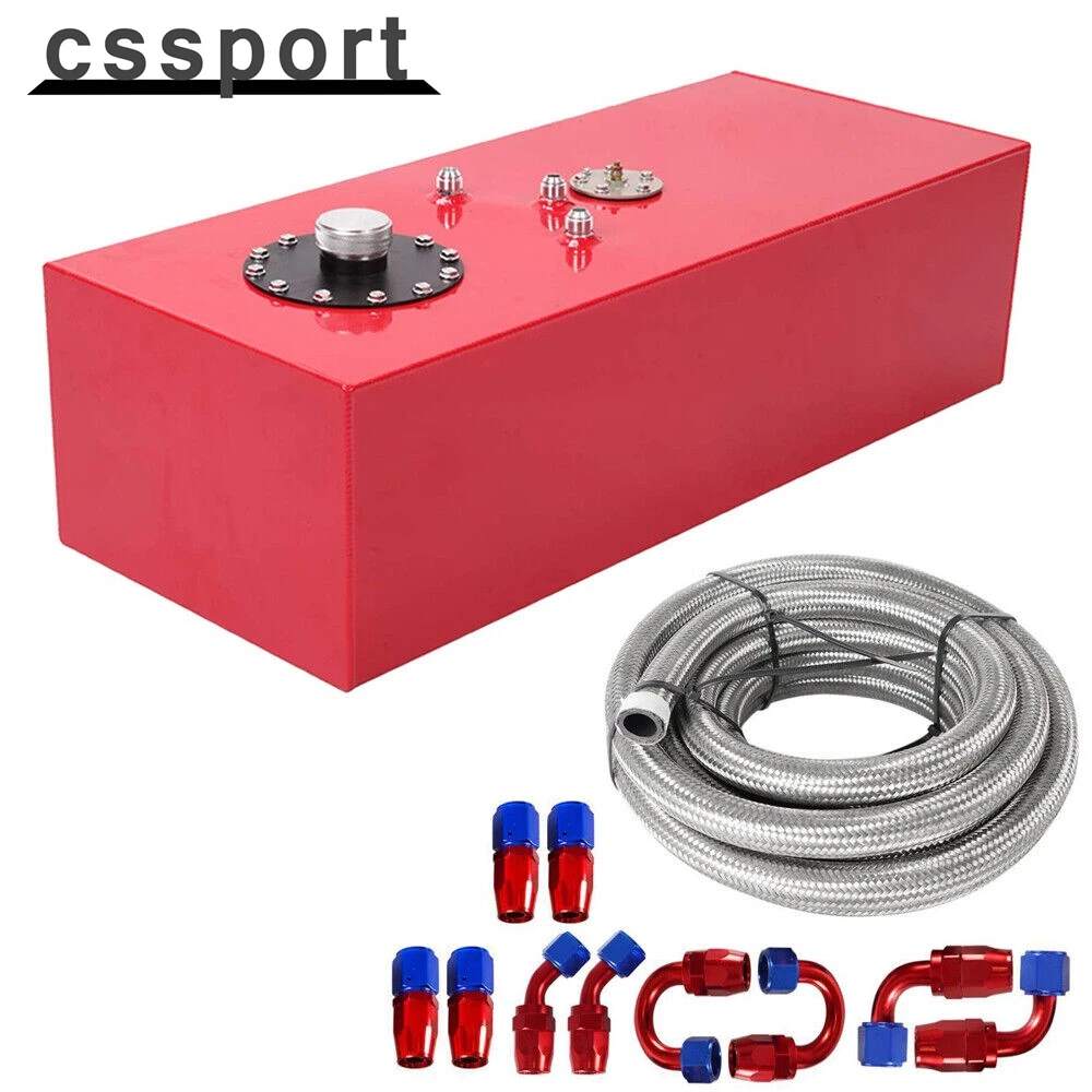 

15 Gallon Aluminum Race Fuel Cell Gas Tank+cap+level Sender+steel Fuel Line Kits