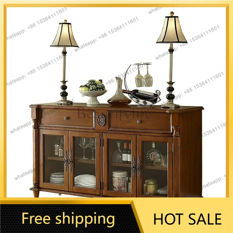 XX. American retro solid wood dining side cabinet living room dining room storage cabinet