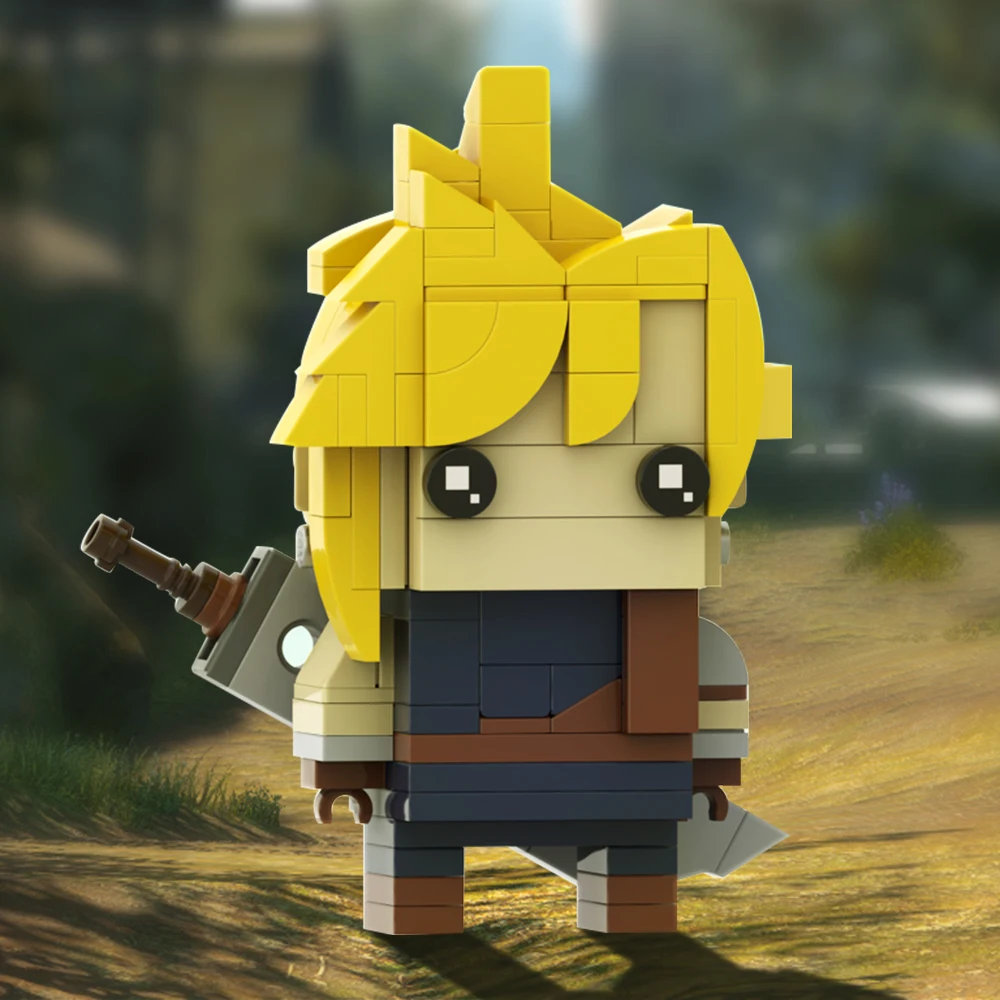 MOC Cloud Strife (FFVII) modello Brickheadz periferiche di gioco Building Block giocattoli educativi per regalo di compleanno per bambini